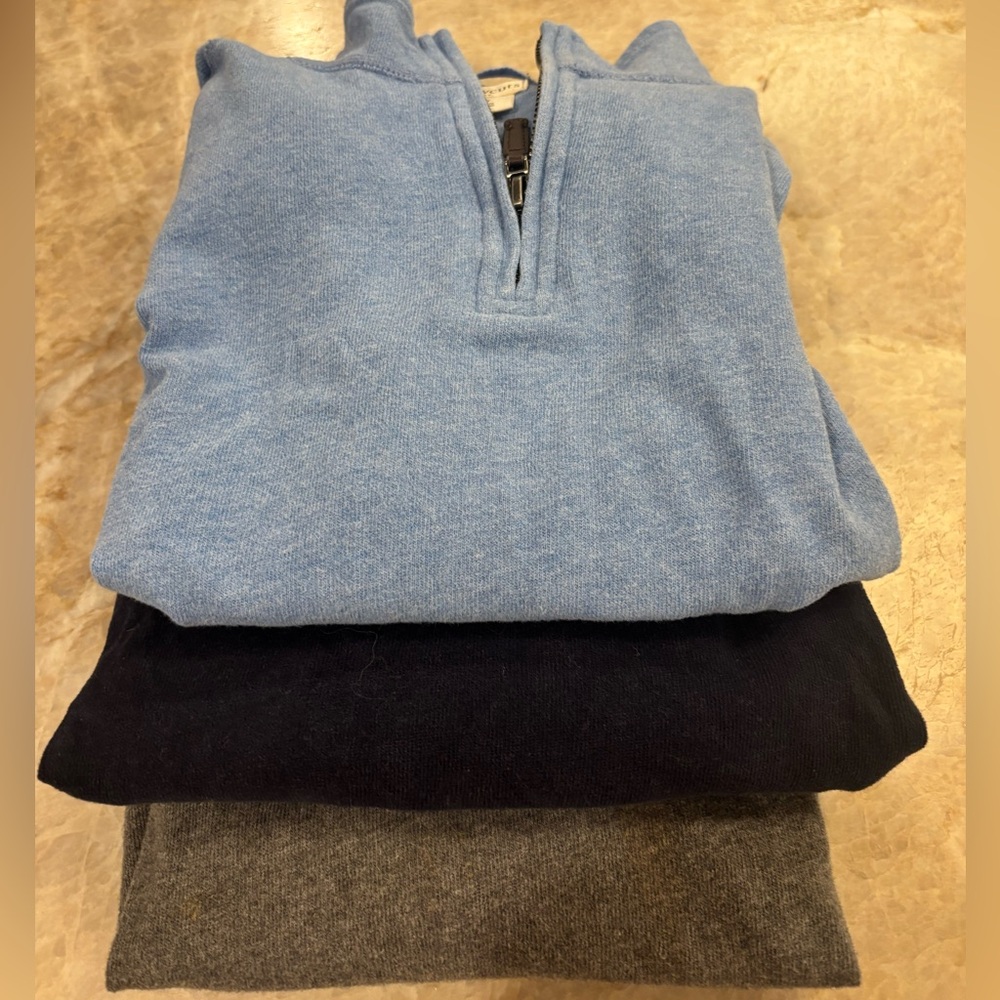 Blue, Navy, and Gray Quarter-Zip Sweaters